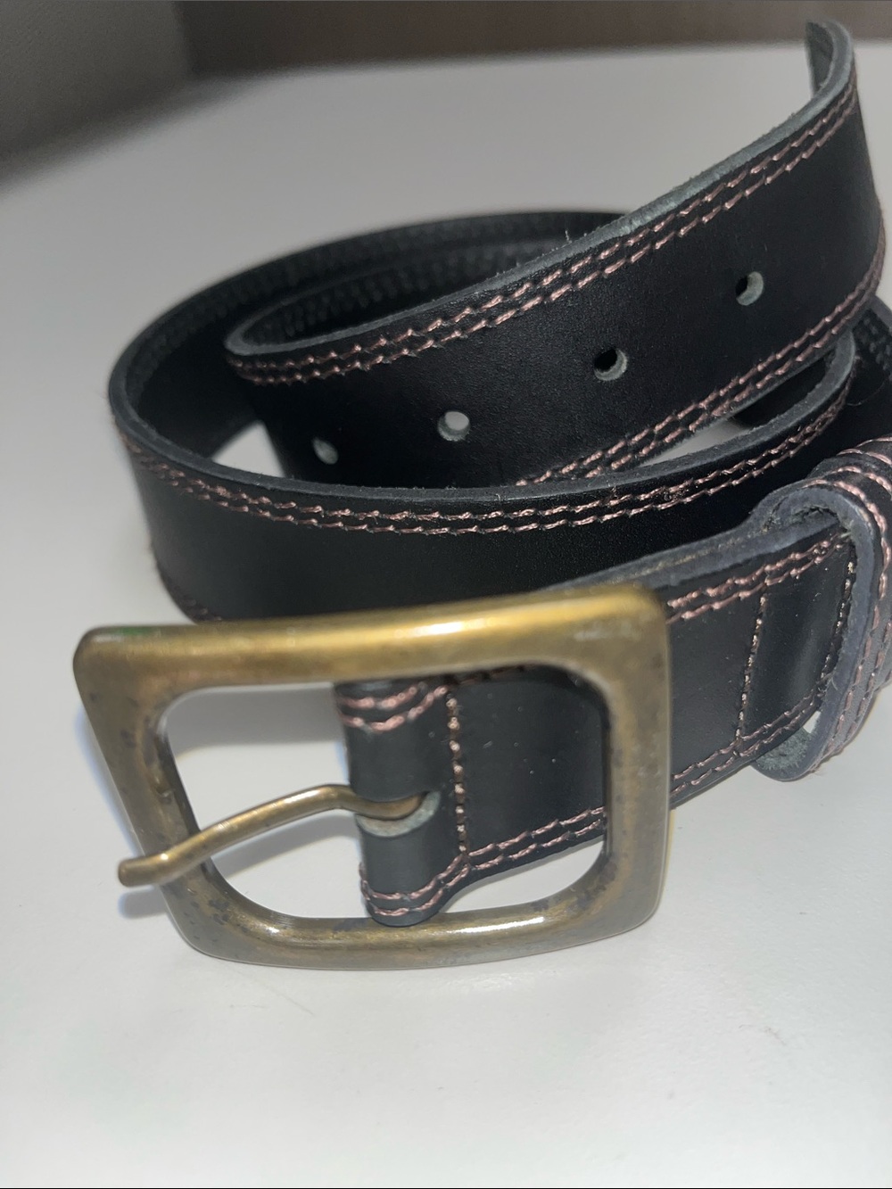 Banana Republic Deep Brown Leather Belt with Brass Buckle Size Medium